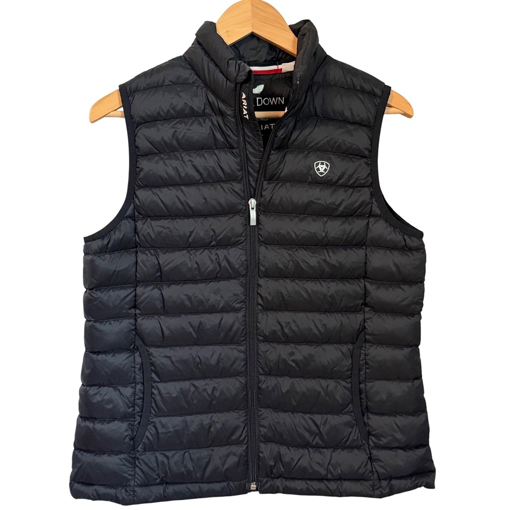 Ariat Ideal Down Puffer Vest Packable Womens Size M Black Lightweight Quilted
